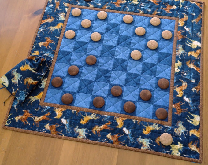 Horsethemed Quilted Checkers Game Horses Etsy