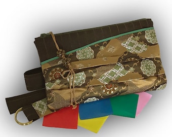 4-Way Fanny Pack/ Hip Bag/ Waist Bag/ Clutch- Japanese Vintage Brocade Obi Recycled