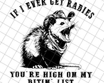 If I Ever Get Rabies You’re High on My Bitin’ List Png,Funny Raccoon Vintage Design