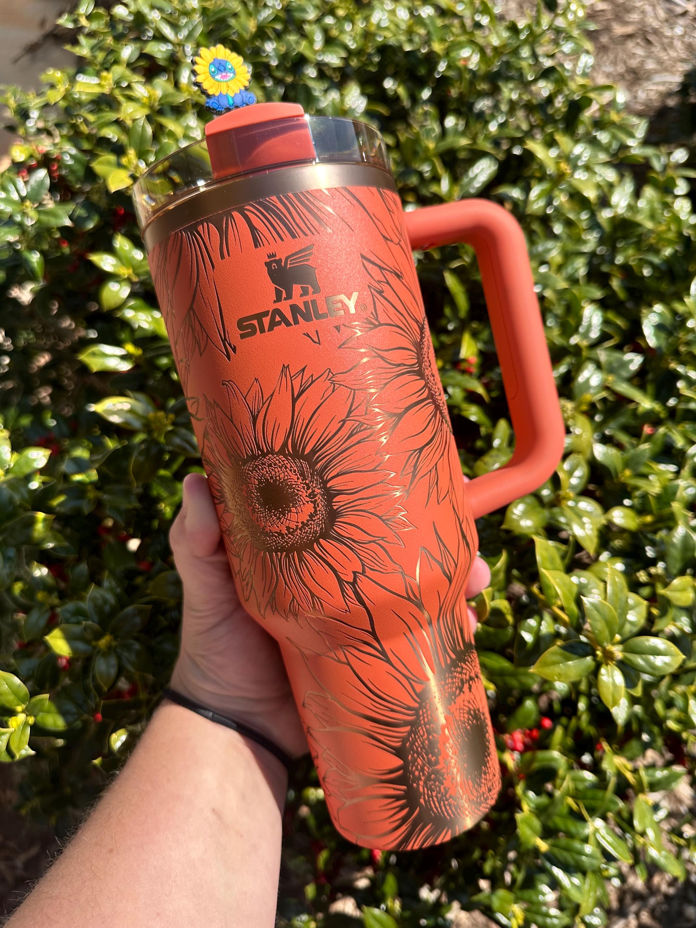 Stanley or standard no logo Sunflower, Peonies, Hydrangea, and Wild Flower laser engraved, stainless steel tumblers - 40oz.