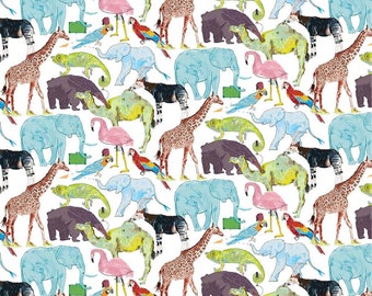 QUEUE FOR THE ZOO G 1.00 METRE PRINTED ON LIBERTY TANA LAWN