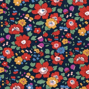 Liberty Tana Lawn® Baumwollstoff Classic Kollektion 2024 Betsy Meadow C Navy/Rot