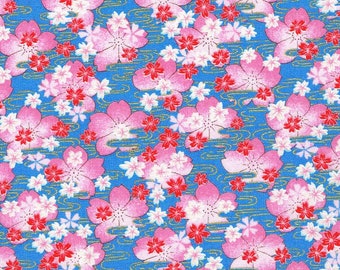 Japanese Printed Cotton Fabric Blue 133