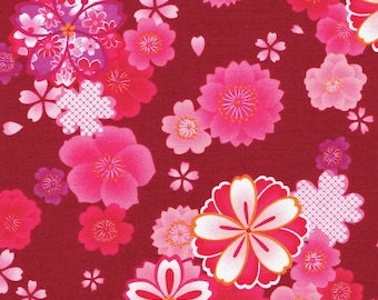 Japanese Printed Cotton Fabric Blossom Red 106