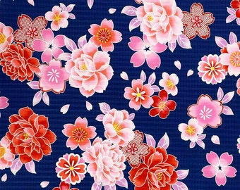 Japanese Printed Cotton Fabric Navy 137