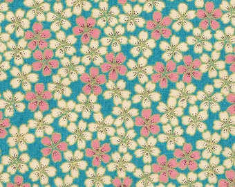 Japanese Printed Cotton Fabric Teal 131