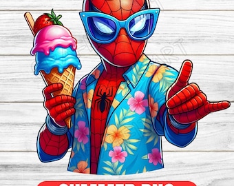 Spiderman Summer Vibes PNG: Kids Cartoon Sublimation Design (Digital Download)
