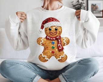 Rhinestone Gingerbread PNG, Bling Christmas Design (Digital Download)