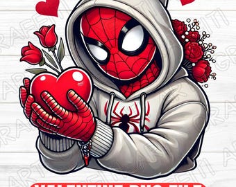 Spiderman Valentine PNG: Superhero Shirt Sublimation (Digital Download)