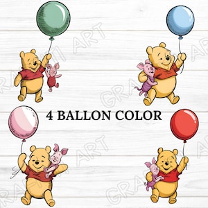 4 PNG Vintage Winnie The Pooh PNG Clipart Bundle, Printable, Instant Digital Download, Pooh Bear Png Sublimation, Vintage Pooh Baby Shower