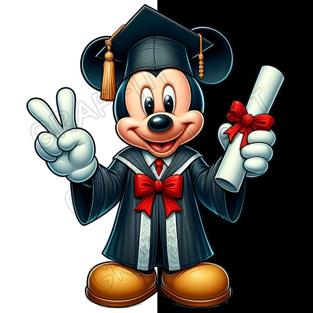 ミッキーマウス 卒業アートフレーム ミッキー＆ミニーマウスの卒業式PNG：漫画クリップアート（デジタル