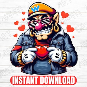 Love Super Mario Png, Valentine Day Png Sublimation Design, Valentine Shirt , Super Mario Png, kids cartoon png, valentine Day Design