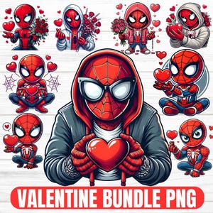 15 Spiderman Valentine Cartoon Bundle Png, Super-herói Dia dos Namorados Png, Casal de Namorados Png, Feliz Dia dos Namorados 2025 Png, Presente de Herói Dia dos Namorados