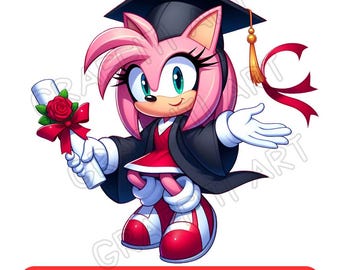 Graduation Sonic the Hedgehog PNG: Cartoon Clipart for Sublimation