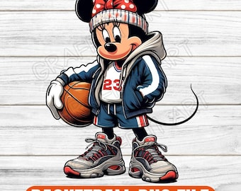 Basket-ball Minnie Mouse PNG : conception de dessins animés sportifs (téléchargement numérique)