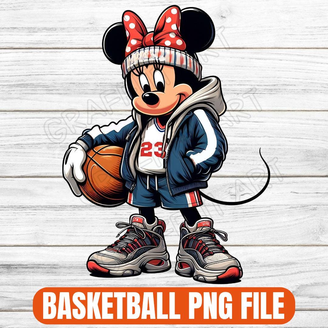 ミニーマウスのバスケットボール PNG：スポーツ漫画デザイン（デジタル