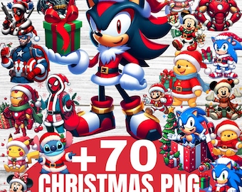Kids Cartoon Christmas PNG: Superhero Sublimation Design (Digital Download