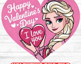 Principessa Elsa San Valentino PNG: cartone animato per bambini (download digitale)