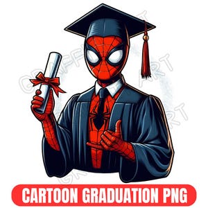Formatura de super-herói PNG, boné de formatura de desenho animado infantil para sublimação, download digital, design de camisa de formatura de jardim de infância, super-herói PNG