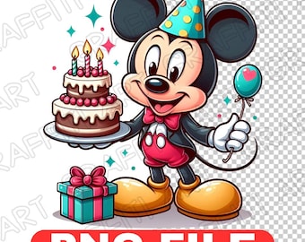 Mickey Mouse Birthday Party PNG: Kids Cartoon Design (Digital Download)