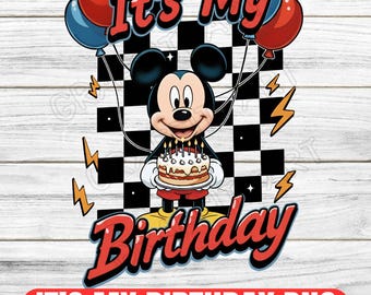 Mickey Mouse Birthday PNG: Kids Cartoon Shirt Design (Digital Download