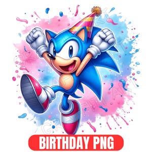 Sonic The Hedgehog Watercolor Birthday Png, Birthday Sonic The Hedgehog Png, Sonic T-Shirt Design Png, Sonic Face Png, sonic characters Png