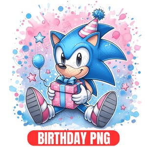 Sonic The Hedgehog Watercolor Birthday Png, Birthday Sonic The Hedgehog Png, Sonic T-Shirt Design Png, Sonic Face Png, sonic characters Png
