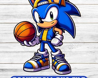 Clipart de basket-ball Sonic le hérisson : Kawaii Sports Design (téléchargement numérique PNG)