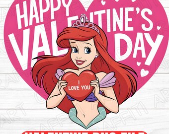 Princess Ariel Valentine's Day PNG: Little Mermaid Cartoon (Digital Download)