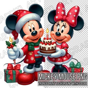 Mickey Mouse png, First Birthday in Christmas, Christmas png, minnie Mouse sublimation, clipart Cartoon , Mickey mouse Png, digital download