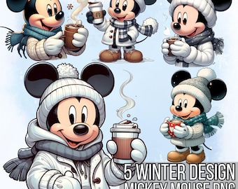 Winter Mickey Mouse PNG Bundle: Christmas Designs (Digital Download)
