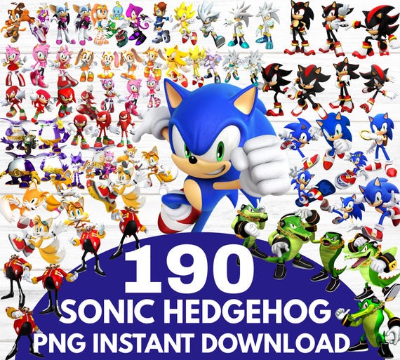 Sonic the Hedgehog PNG Bundle: Clipart, Silhouettes, Birthday Designs