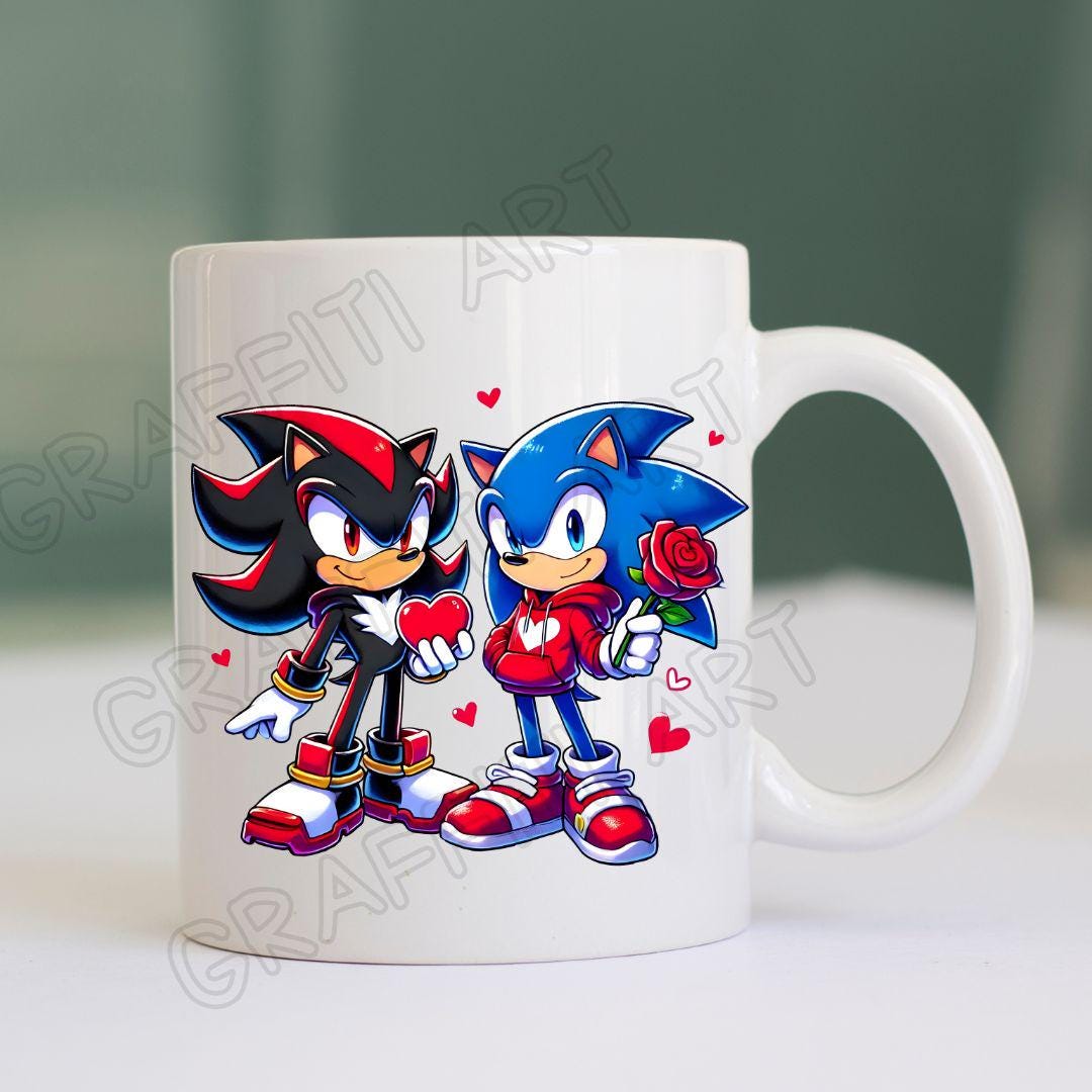 Sonic & Shadow Valentine PNG: Cartoon Sublimation Design (digital ...