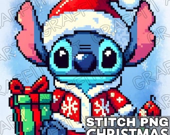 Clipart de Stitch navideño: Lilo, PNG festivo (Descarga digital)
