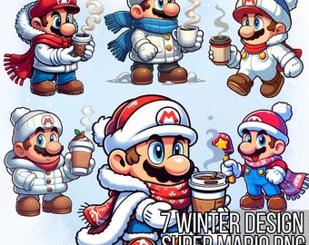 Clipart PNG do Super Mario de Inverno: Desenho Animado (Download Digital)