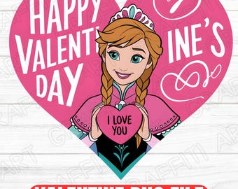Princess Anna Valentine's Day PNG: Kids Cartoon (Digital Download)