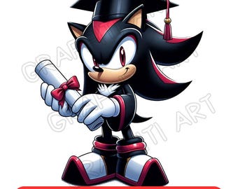 Graduation Sonic the Hedgehog PNG: Cartoon Clipart for Sublimation