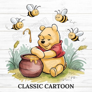 Vintage Winnie The Pooh PNG Clipart , Printable, Instant Digital Download, Pooh Bear Png Sublimation, Vintage Pooh Baby Shower