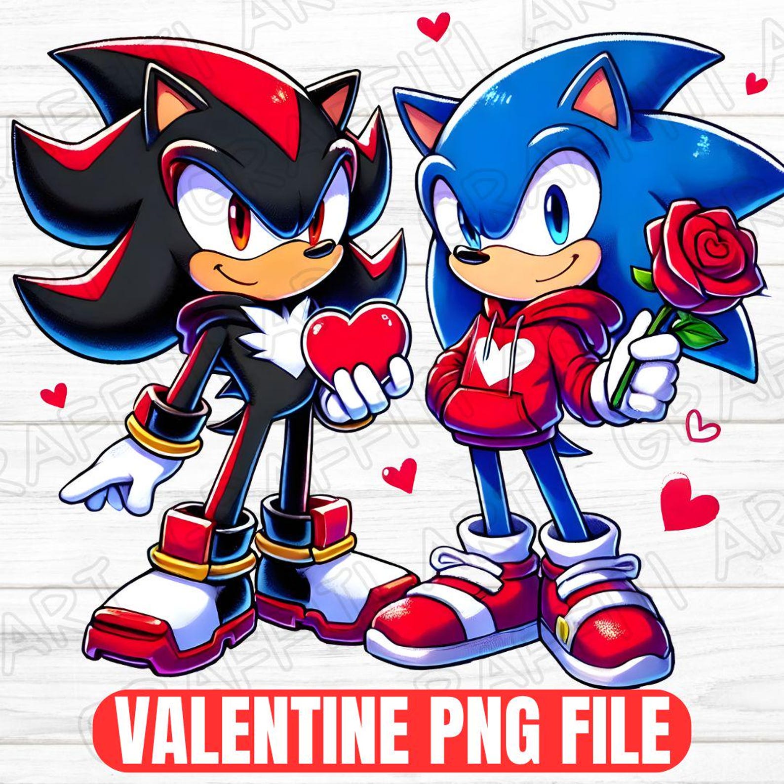 Sonic & Shadow Valentine PNG: Cartoon Sublimation Design (digital ...