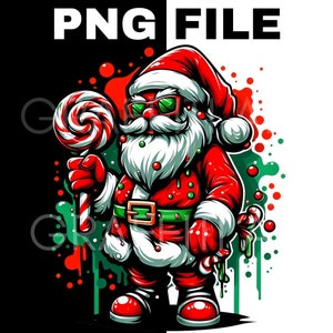 Neon Santa Claus Graffiti Art: Festive T-Shirt Design (Digital Download)