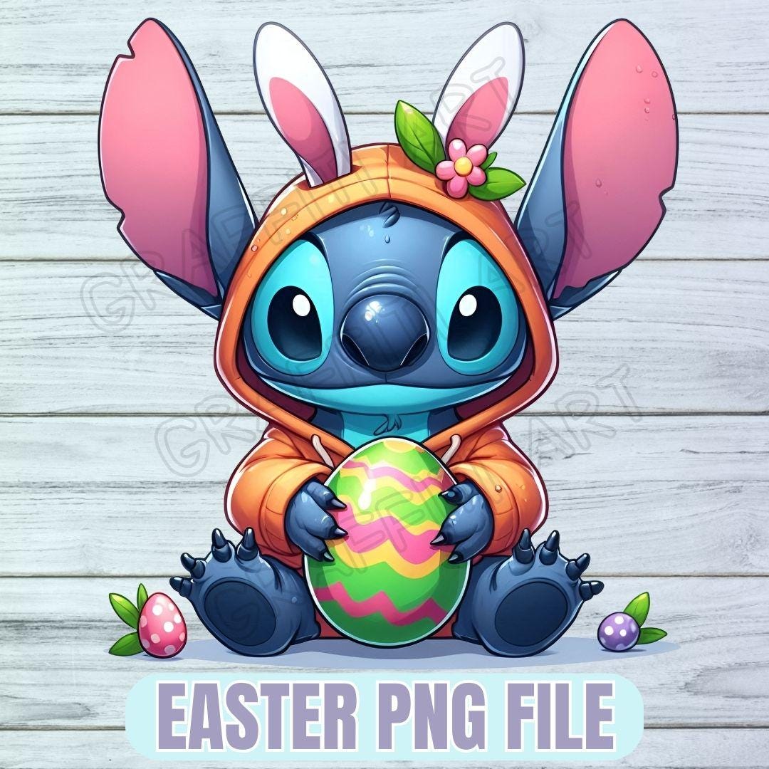 Kawaii Stitch Easter PNG: Bunny Sublimation (digital Download) - Etsy