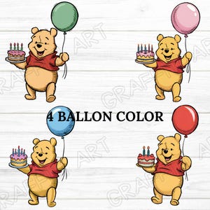 4 PNG Vintage Winnie The Pooh PNG Clipart Bundle, Printable, Instant Digital Download, Pooh Bear Png Sublimation, Vintage Pooh Baby Shower