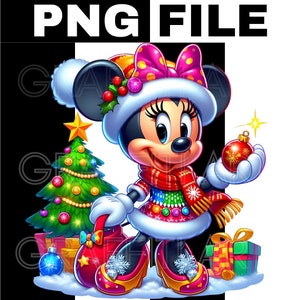 Minnie Mouse christmas, Digital design file sublimation, Instant Digital clipart christmas Cartoon PNG Cartoon Mouse Png, Minnie Mouse Png