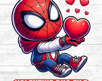 Spiderman Valentine PNG: Kids Cartoon Clipart (Digital Download)