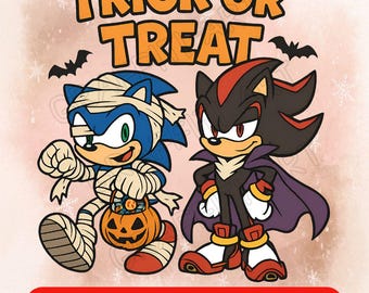 Sonic Halloween PNG: Trick or Treat Sublimation Design