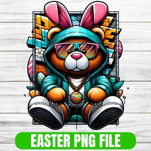 StreetWear Easter  Bunny PNG, Trendy Easter Rabbit Clipart, Graffiti Easter Sublimation Design Shirts, Mugs, Invitations Digital Download