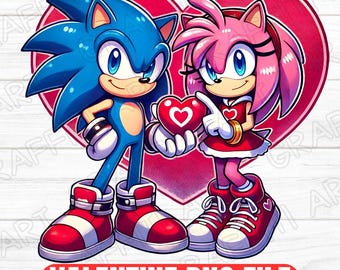 Valentine Sonic the Hedgehog PNG Kids Cartoon Design Digital Download
