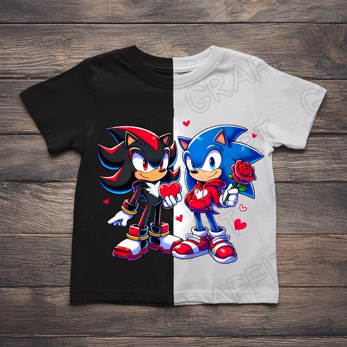 Sonic & Shadow Valentine PNG: Cartoon Sublimation Design (digital ...