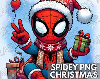 Weihnachten Spiderman PNG, Kinder Cartoon Held (Digitaler Download)