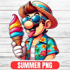 Summer Vibes Png Kids Cartoon, Super Mario Png Sublimation Design Download, Kids Cartoon Png, Super Mario Shirt Png, Super Mario Summer Png